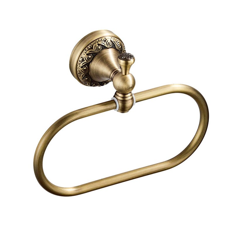 Aothpher Brass Towel Ring Oval Contemporary Bathroom Hand Towel Holder Wall Mounted,Antique Brass Finish - Image 1